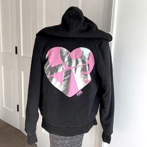 💓 PINK Victoria’s Secret sherpa faux fur hoodie jacket SM size